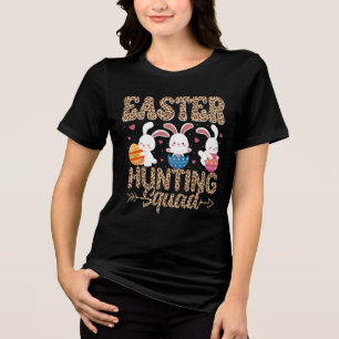 Ostertag-Hasen-Eier-Kariert Leopard-T-Shirt Tri-Blend Shirt