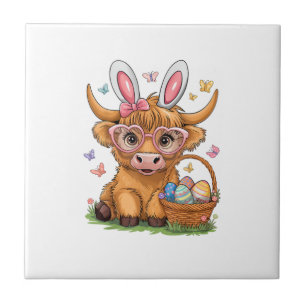 Ostertag Highland-Kuh Süßer Osterhase Landwirt W Fliese