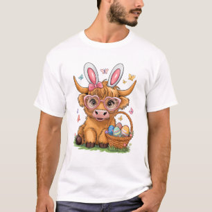 Ostertag Highland-Kuh Süßer Osterhase Landwirt W T-Shirt