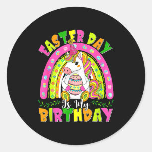 Ostertag ist mein Geburtstag Einhorn Schokoladenei Runder Aufkleber