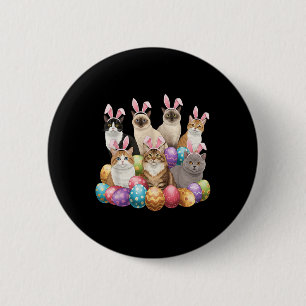 Ostertag Katze Bunny Ears Eier Grafische Männer Fr Button