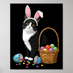 Ostertag Katze Bunny Ears Eier Grafische Männer Fr Poster
