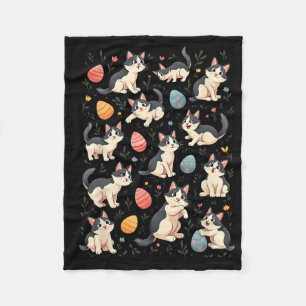 Ostertag Katze Hasenohren Eier Grafik Männer Fraue Fleecedecke