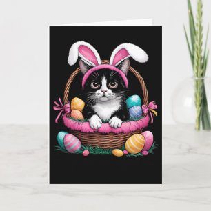 Ostertag Katze Hasenohren Eier Grafik Männer Fraue Karte