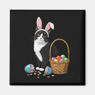 Ostertag Katze Hasenohren Eier Grafik Männer Fraue Magnet