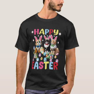 Ostertag Katze Hasenohren Eier Shirt Männer Frauen