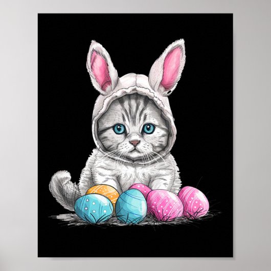 Ostertag Katze Osterkatze Ostereier Poster (Vorne)