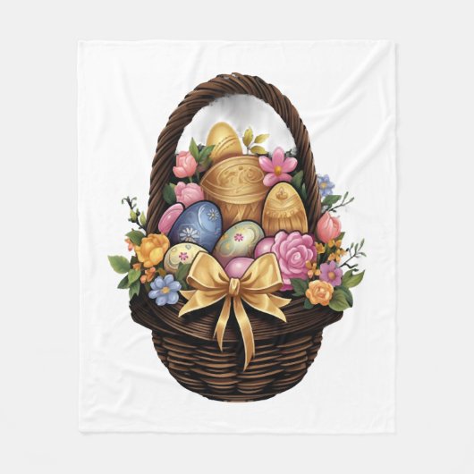 Ostertag - Korb mit bunten Eiern Blume Fleecedecke (Vorderseite)
