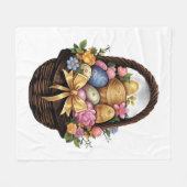 Ostertag - Korb mit bunten Eiern Blume Fleecedecke (Vorderseite (Horizontal))