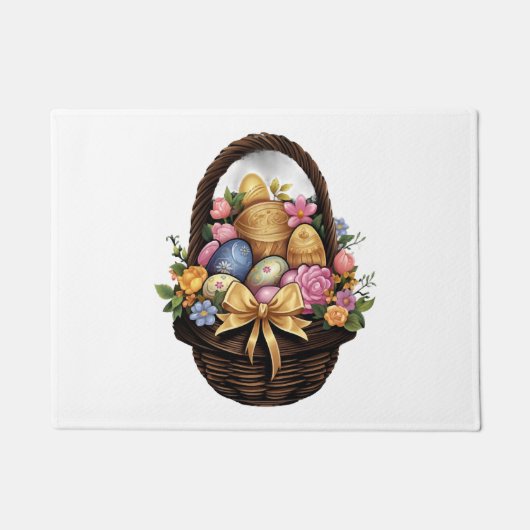 Ostertag - Korb mit bunten Eiern Blume Fußmatte (Vorderseite)