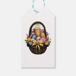 Ostertag - Korb mit bunten Eiern Blume Geschenkanhänger