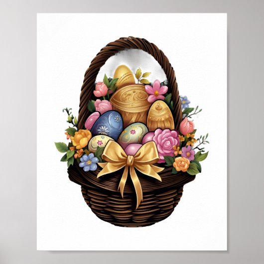 Ostertag - Korb mit bunten Eiern Blume Poster (Vorne)