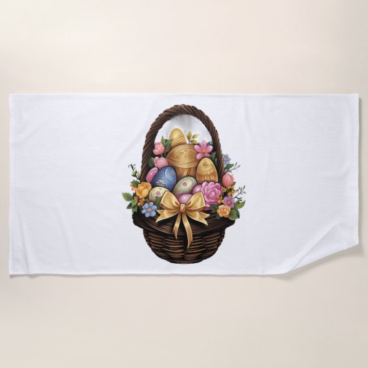 Ostertag - Korb mit bunten Eiern Blume Strandtuch (Vorderseite)