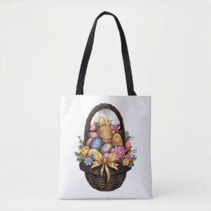 Ostertag - Korb mit bunten Eiern Blume Tasche