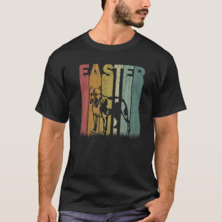 Ostertag Pitbull-Hund Retro-Grafik Lustiger Ostern T-Shirt