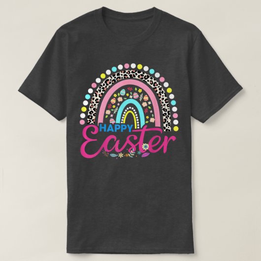 Ostertag Regenbogen mit Eiern und Osterhase T-Shirt (Design vorne)
