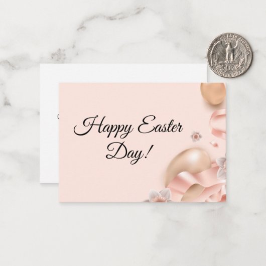 Ostertag, rosa goldene Eier klassisch Mitteilungskarte (Vorderseite/Rückseite Beispiel)