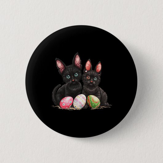 Ostertag Schwarze Katze Osterschwarze Katze Ostere Button (Vorderseite)