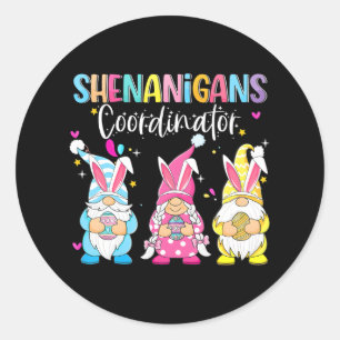 Ostertag Shenanigans-Koordinator Gnome Kaninchen Runder Aufkleber
