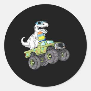 Ostertag T Rex Dino Reiten Ein Monster Truck Boys Runder Aufkleber