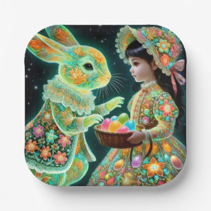 OSTERTAG Vintage-Kinder-Hase 3D ~ Dekoriert~ Pappteller