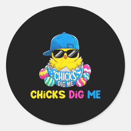 Ostertages-Chicks Dig Me Cool Hatchick Runder Aufkleber (Vorderseite)