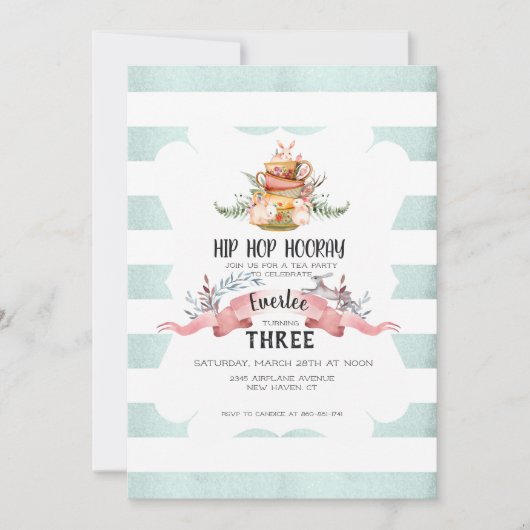 Ostertee Party Geburtstag Einladung (Vorderseite)