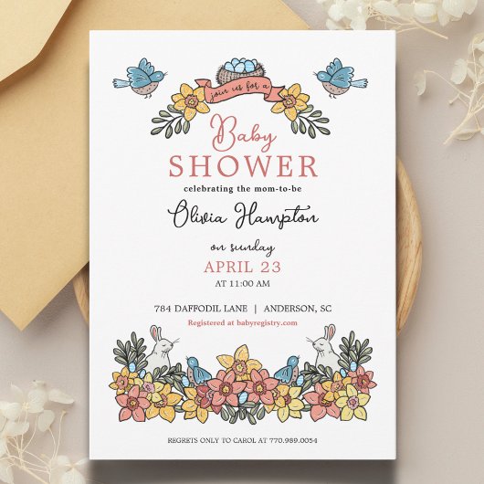 Osterthematik Kinderdusche für Mädchen Einladung