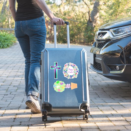 Ostertopiar Kreuz- und Blumenkranz Aufkleber (Koffer Insitu)