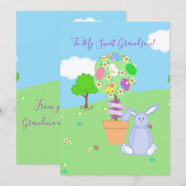 Ostertopiary Blue Bunny Grandson Feiertagskarte