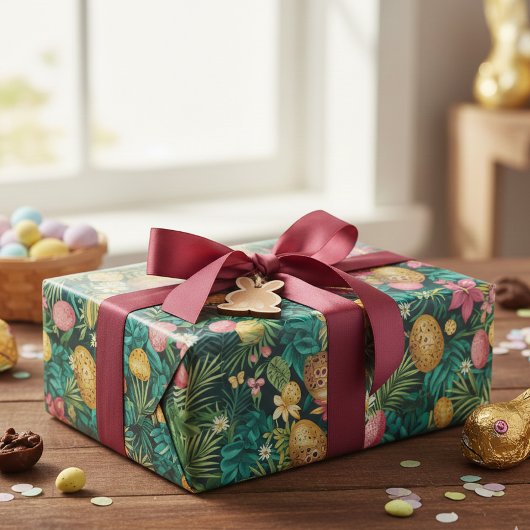 Ostertropischer Frühling Blätter Strand Geschenkpapier