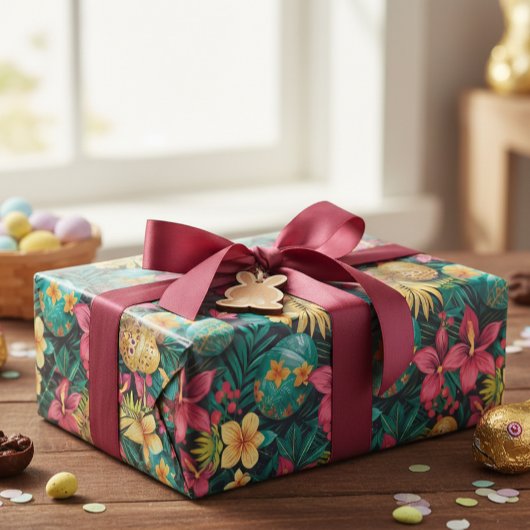 Ostertropischer Frühling Blätter Strand Geschenkpapier