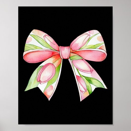 Ostertulip Coquette Bow Pink Frühlingsblumen Flut Poster (Vorne)