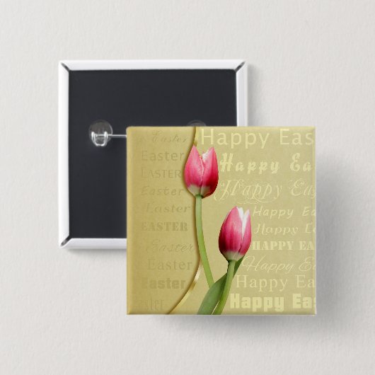 Ostertulips Gold Typografie Button (Vorne & Hinten)