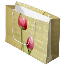 Ostertulips Gold Typografie Große Geschenktüte