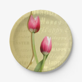 Ostertulips Gold Typografie Pappteller