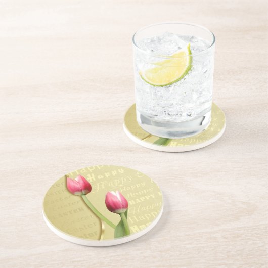 Ostertulips Gold Typografie Sandstein Untersetzer (Seite)