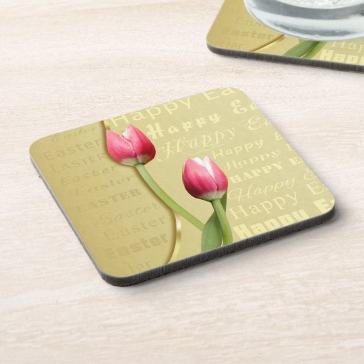 Ostertulips Gold Typografie Untersetzer (Linke Seite)