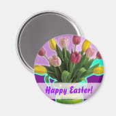 Ostertulpen - Happy Oaster Magnet (Vorderseite/Rückseite)