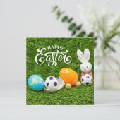 Osterurlaub mit Fußball Ostern Bunny (Stehend Vorderseite)