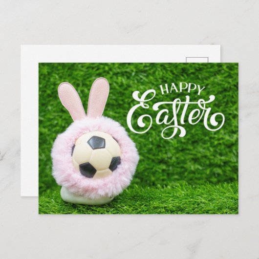 Osterurlaub mit Fußball Ostern Bunny Postkarte (Vorne/Hinten)
