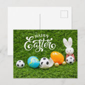 Osterurlaub mit Fußball Ostern Bunny Postkarte (Vorne/Hinten)