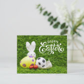 Osterurlaub mit Fußball Ostern Sonntagnachmittag Postkarte (Stehend Vorderseite)