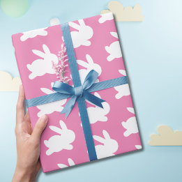 Osterverpackung aus rosa und weißem Kaninchen Geschenkpapier