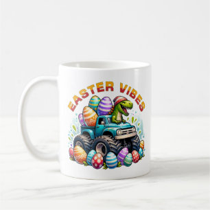 Ostervibes Dino auf Monster Truck mit Ostereier Kaffeetasse