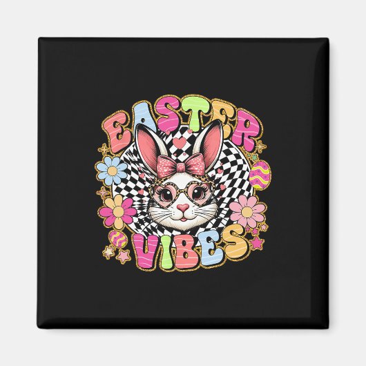 Ostervibes Floral Bunny Rabbit Egg Coquette Bow Magnet (Vorne)