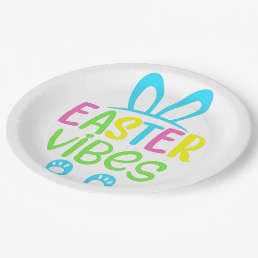 Ostervibes Pastel Pappteller (Schrägansicht)