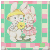 OsterVintage Bunnies Kanbits Kariert Trim 4,5" Stoff (Nahaufnahme)
