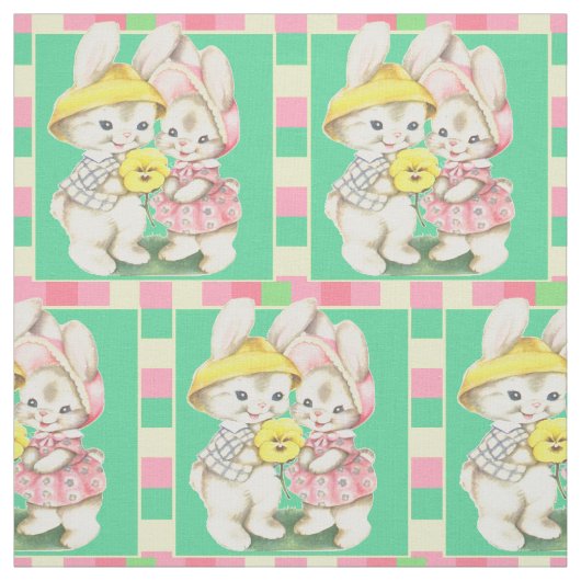 OsterVintage Bunnies Kanbits Kariert Trim 4,5" Stoff (Muster)
