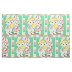 OsterVintage Bunnies Kanbits Kariert Trimm 9" Stoff